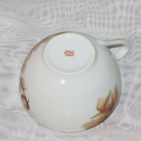 1940s Teacup Occupied Japan Hand Painted Cup & Saucer Brown ROne Sizee Vintage B - Picture 7 of 7